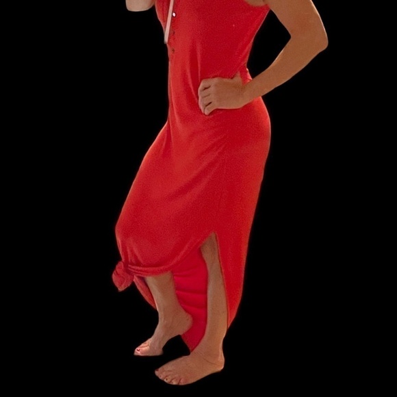 Red Athleta Ribbed Henley Maxi Dress - Picture 11 of 13